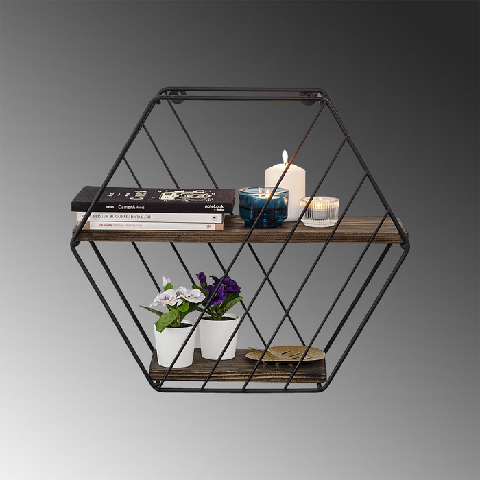 Hanah Home Liliales Estante Flotante Negro y Nogal Oscuro Hanah Home Liliales Estante Flotante Negro y Nogal Oscuro